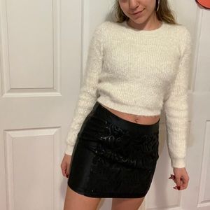 Black sequence leather skirt